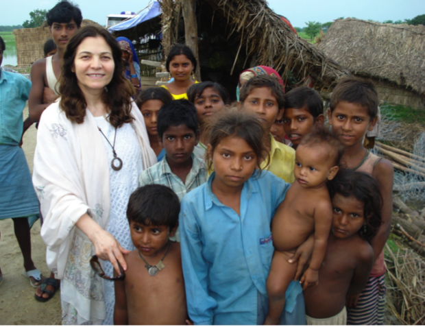 Maryam Farzanegan of USC with children in India