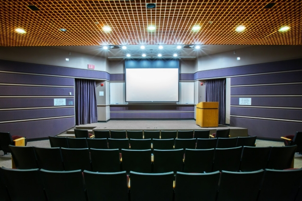 Munzer auditorium, seats, stage and screen
