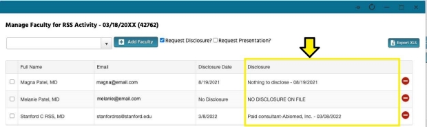 CME RSS DASHBOARD: SESSION MANAGEMENT PROCESS – REVIEW FACULTY DISCLOSURES