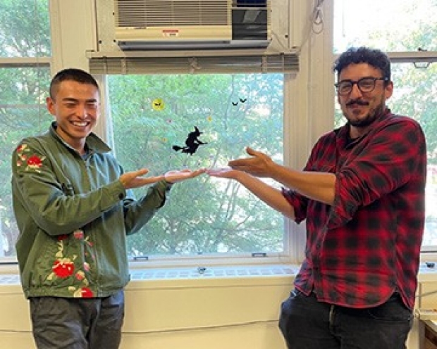 photo of Cobos lab members during Halloween decorating