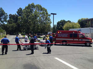 Ambulance arriving at Stanford Hospital Emergency Department after Asiana Airlines crash
