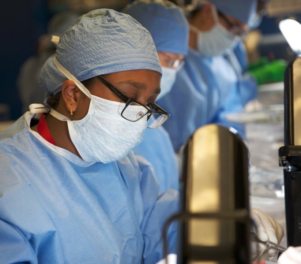student in surgery lab