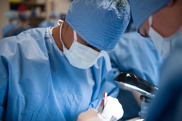 close up of student in surgery lab