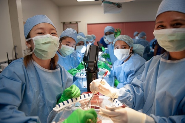 group photo in surgery lab
