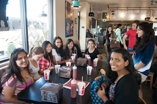 group photo of students at lunch