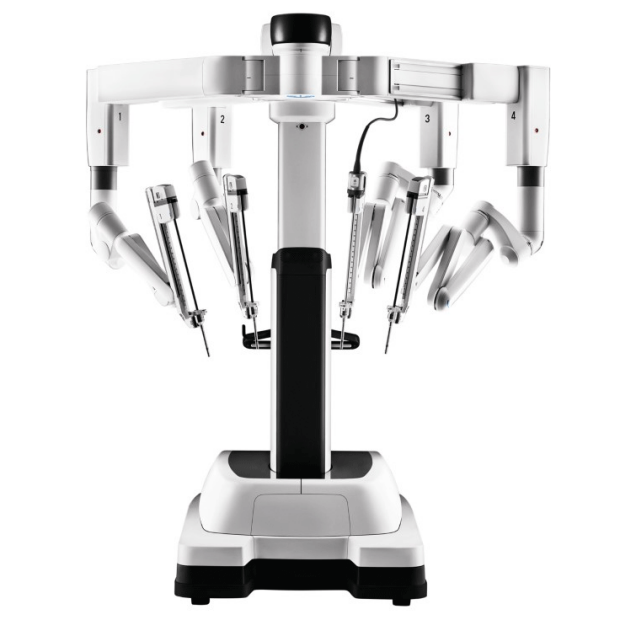 photo of a surgical robot with four arms