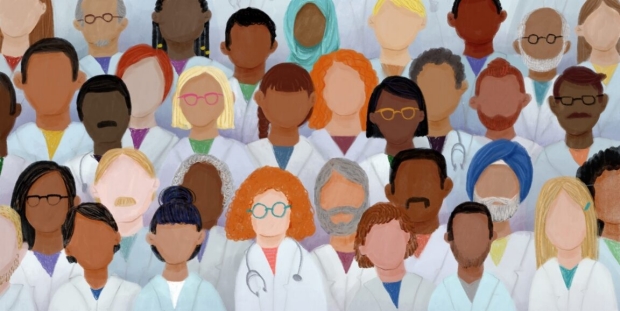 illustration of doctors of different gender and race