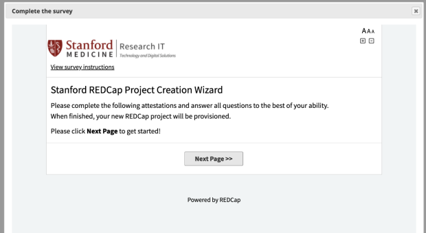 Create REDCap Project Survey