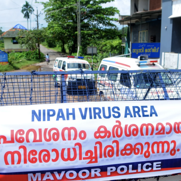A road blockade set up during the Nipah virus outbreak in the southern Indian state of Kerala this month. C.K. Thanseer/DeFodi Images via Getty Images.