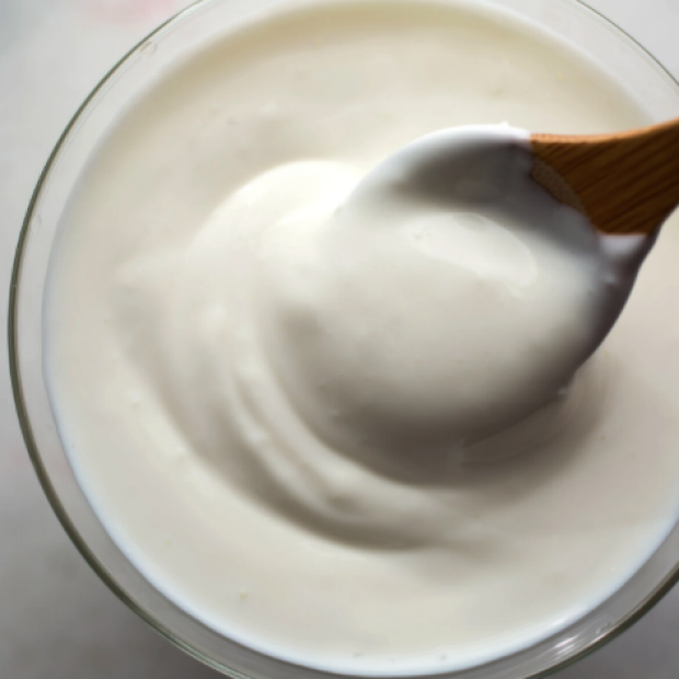 Close up image of spoon in bowl of white yogurt from Andrew Scrivani for The New York Times