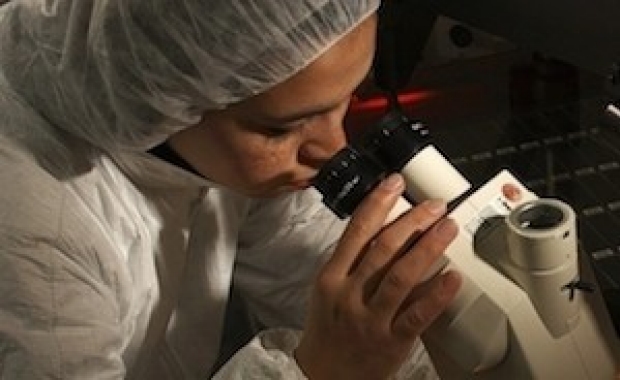 woman with microscope