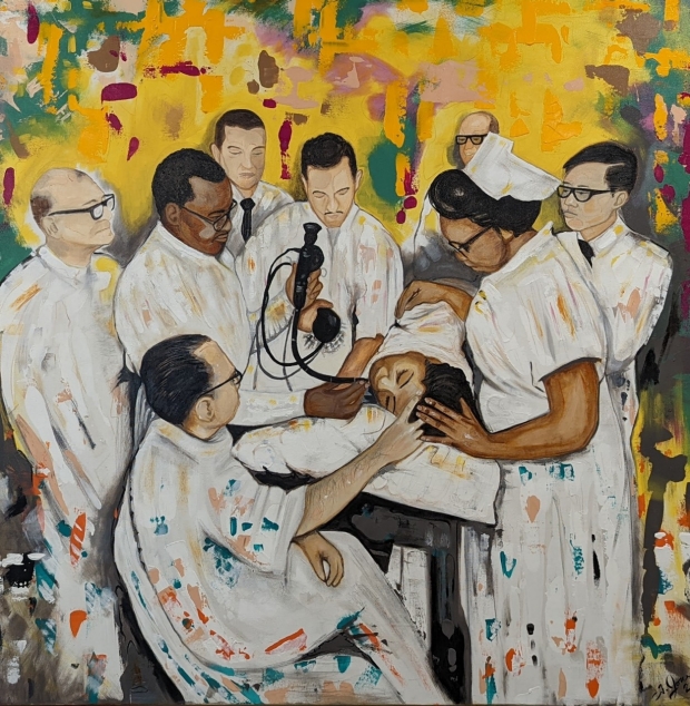 Doctors with patient artwork