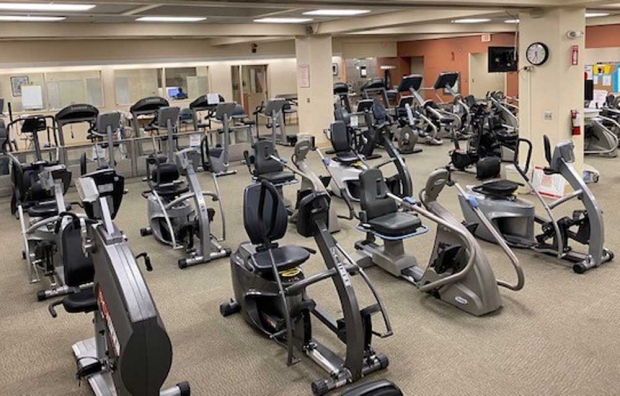 Stationary bikes and treadmills in a gym