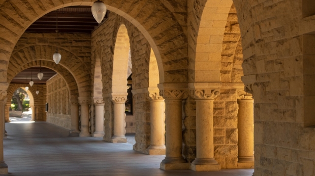photo showing the quad hallways on Stanford Campus