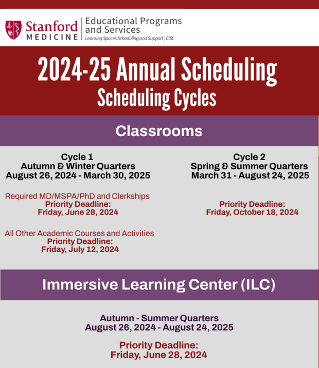 2024-25 Annual Scheduling - Deadlines