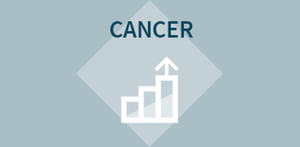 Graphic with an icon and a word Cancer