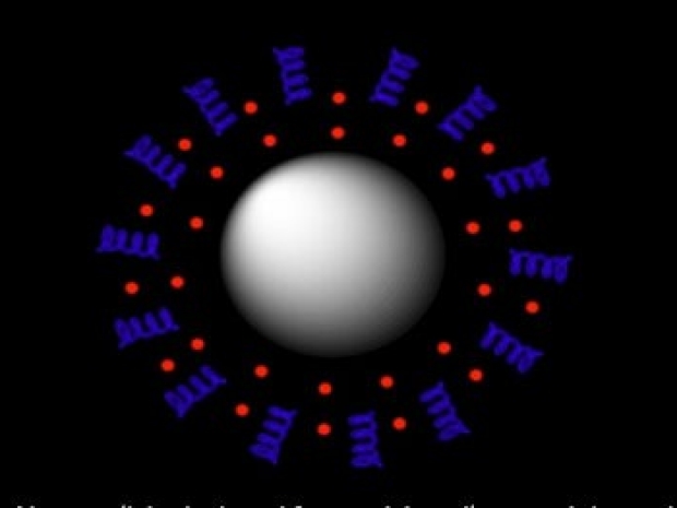 Illustration of a nanoparticle designed for precision ultrasound drug release