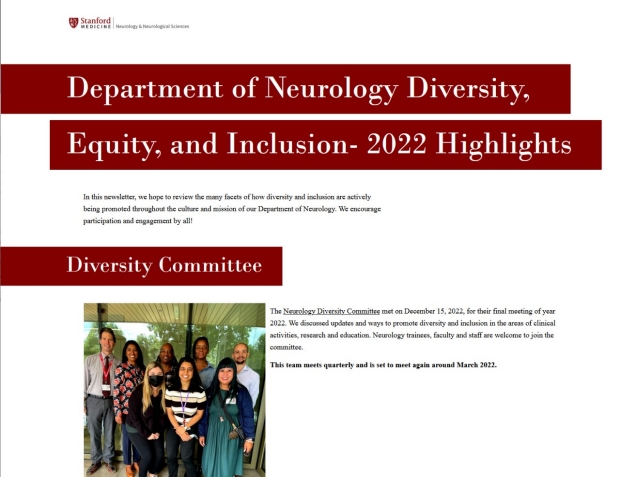 Department of Neurology Diversity, Equity, and Inclusion- 2022 Highlights