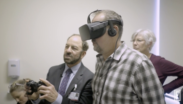 Dr. Steinberg using virtual reality with patient