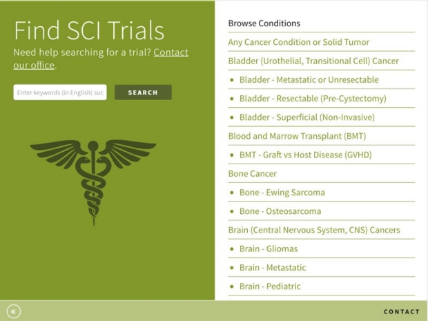 Cancer clinical trials app
