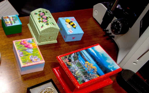 Decorated wooden boxes