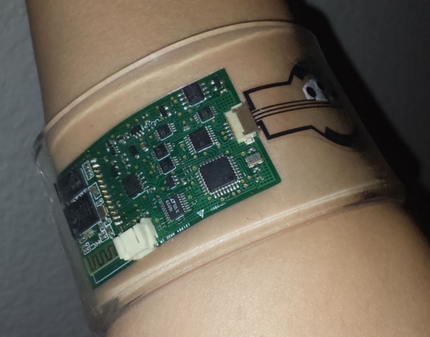 A wearable sensor on a wrist