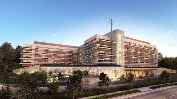 Drawing of the exterior of the new Lucile Packard Children's Hospital Stanford