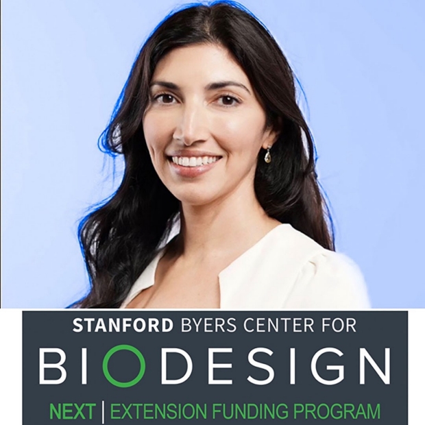 Dr. Patel and logo for Stanford Byers Center for Biodesign