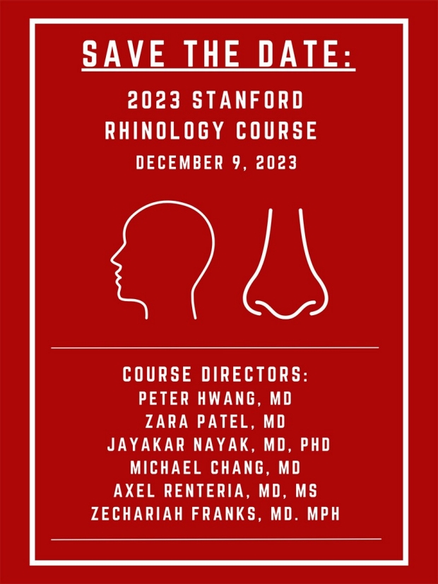rhinology course poster with graphic of head and nose