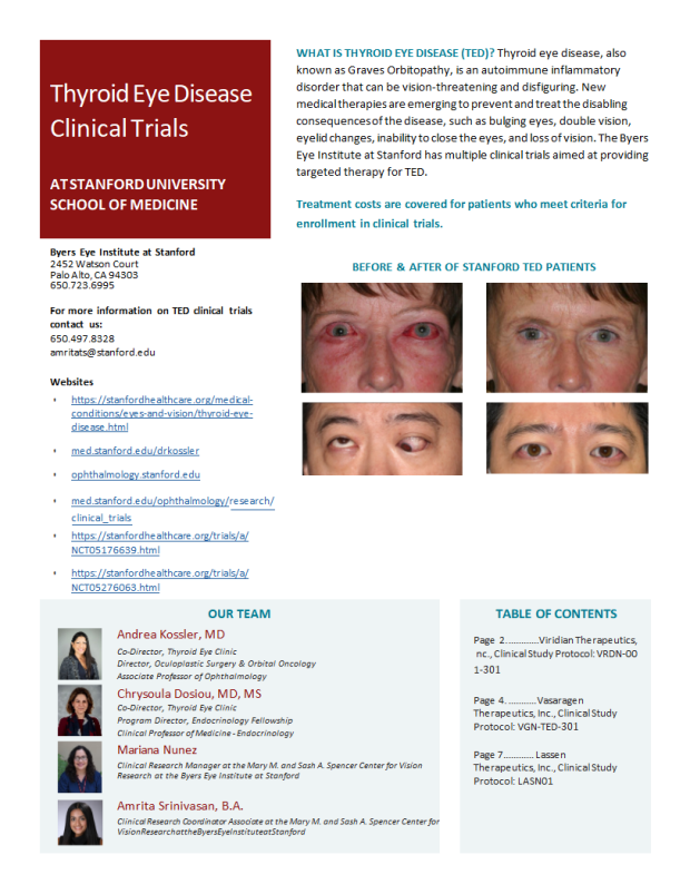Thyroid Eye Disease Clinical Trials pamphlet front page
