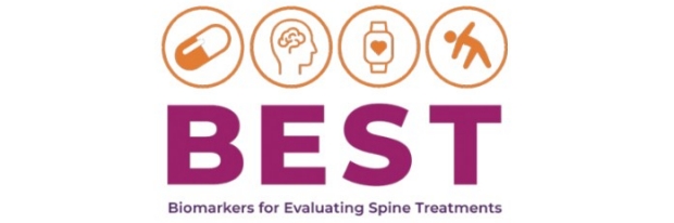 BEST Project Logo feauting icons for biomarkers evaluating spine treatments