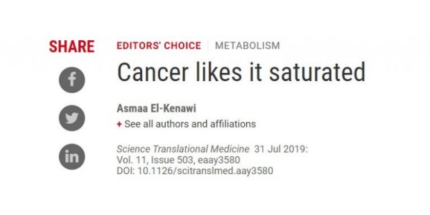 Cancer likes it saturated
