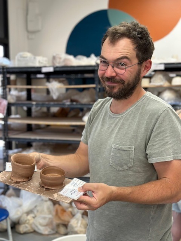 Joe at pottery class lab outing 2023