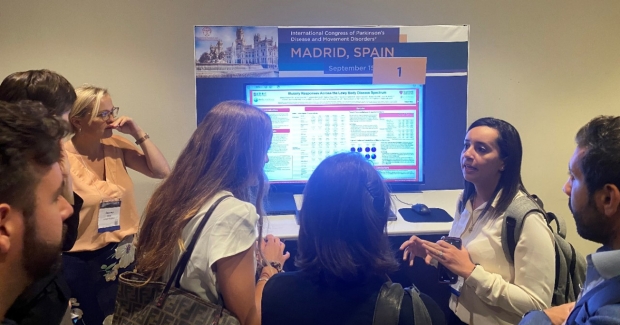 Marian presenting at the 2022 International Congress of Parkinson’s Disease and Movement Disorders in Madrid, Spain