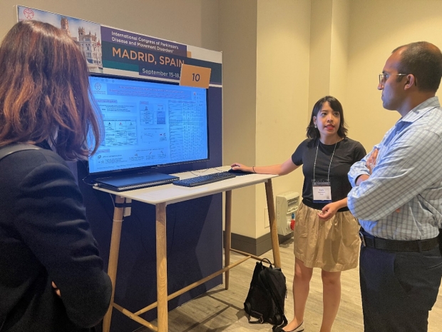Dr. Carla Abdelnour presenting at the 2022 International Congress of Parkinson’s Disease and Movement Disorders in Madrid, Spain