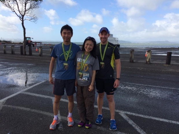 Masa, Akiko, and Cory at the East Bay 510 5/10K Race (October 2014)