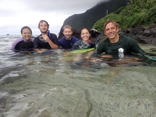 Megan, Noah, Cory, Julia, and Carlo doing field-work on Ofu Island, American Samoa (December 2014)