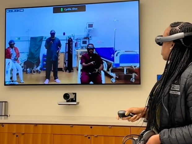 Dr. Umeh running VR simulation with FAME Africa in Tanzania