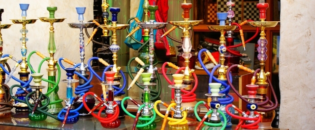Image of several hookah pipes