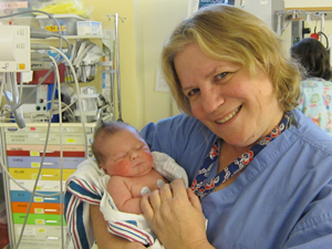 Nurse, Diane Powell, in the neonatal intensive care unit